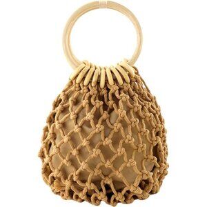 Mini Clutch Tote Handbag Top-handle Bucket Drawstring  Beach Woven Handmade